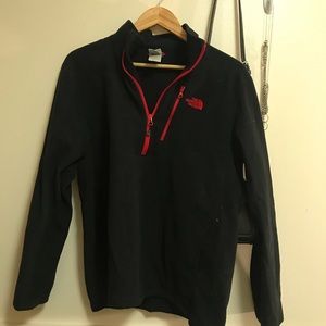 Red and black The North Face fleece jacket